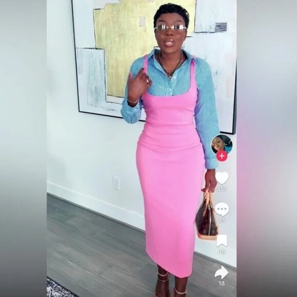 NWT! ZARA Viral Bloggers Favorite Long Pink Midi Maxi Dress - Picture 2 of 15